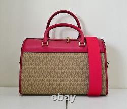 Nwt Womens Michaels Kors Travel Medium Duffle Carmine Pink Jet Set Bag Satchel